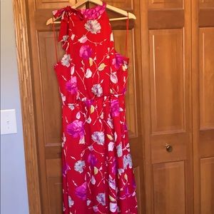 Banana Republic tie neck halter lined dress